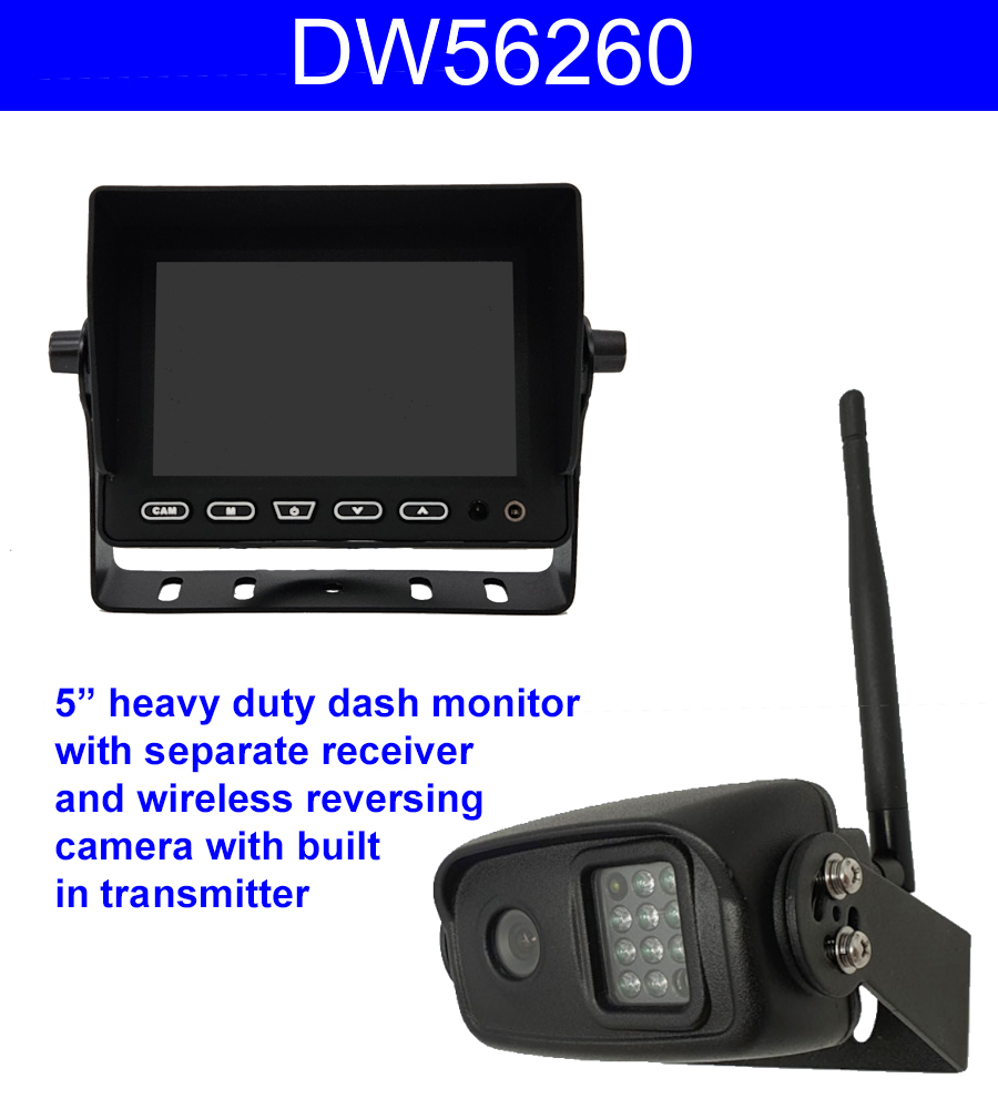 Sharp CCD Black Bracket Wireless Reverse Camera Kit with 5'' monitor